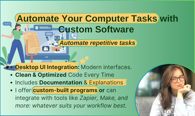 I will create custom app to automate your computer tasks